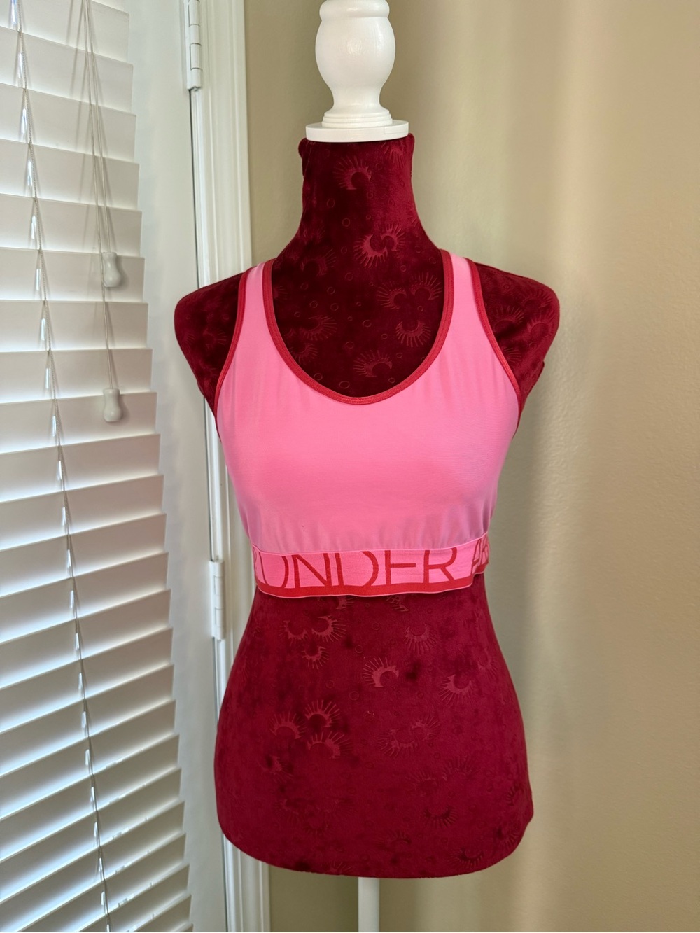 Under Armour Pink & Coral Sports Bra with Branded Elastic Band